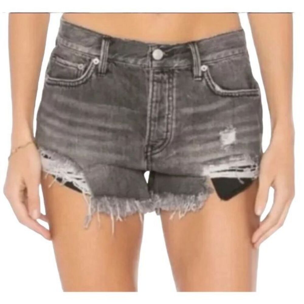 Free People We The Free Loving Good Vibrations High Rise Distressed Jean Shorts